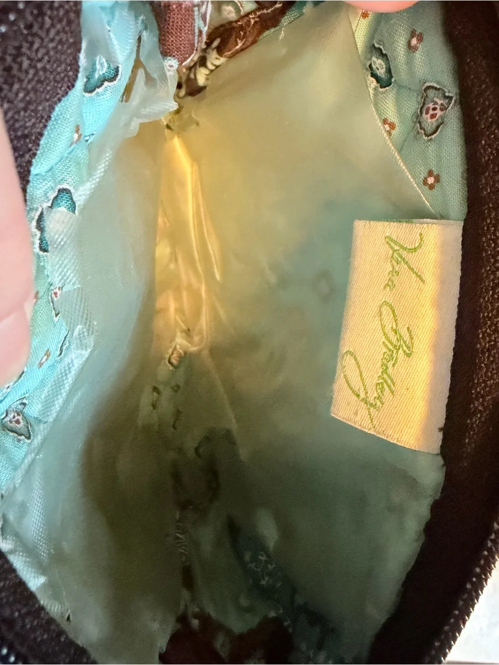 Vera Bradley Quilted Floral Zip Wristlet Cosmetic Pouch in Java BlueBrown & Teal
